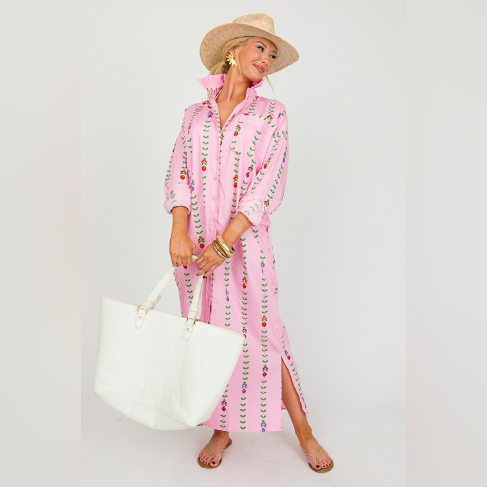 Karlie Pink Maxi Dress with Multicolor Pattern
